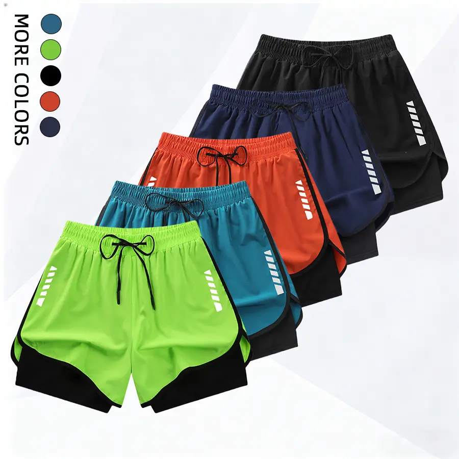 Men’s casual athletic shorts for fitness, running, and basketball; double-layer design with built-in liner, towel pocket at the back waist.#SummerVibes