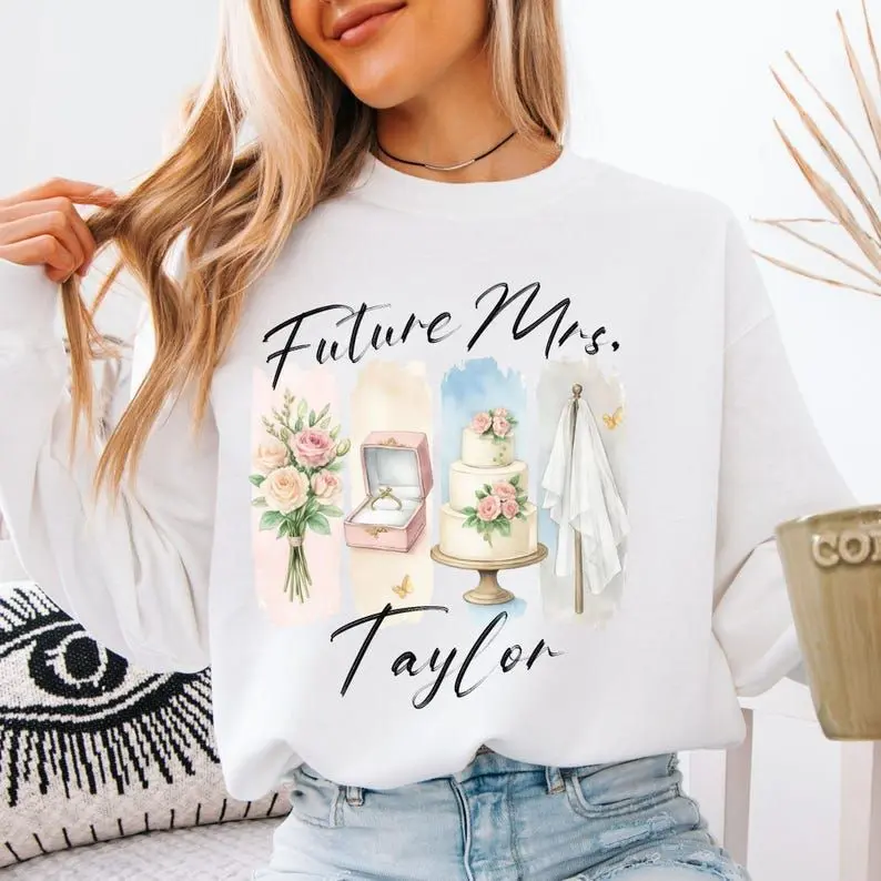 Personalized Bridal Crewneck, Engagement Gift, Wedding Planning Outfit, Custom Bride Sweatshirt, Future Mrs. [YourName] Sweatshirt