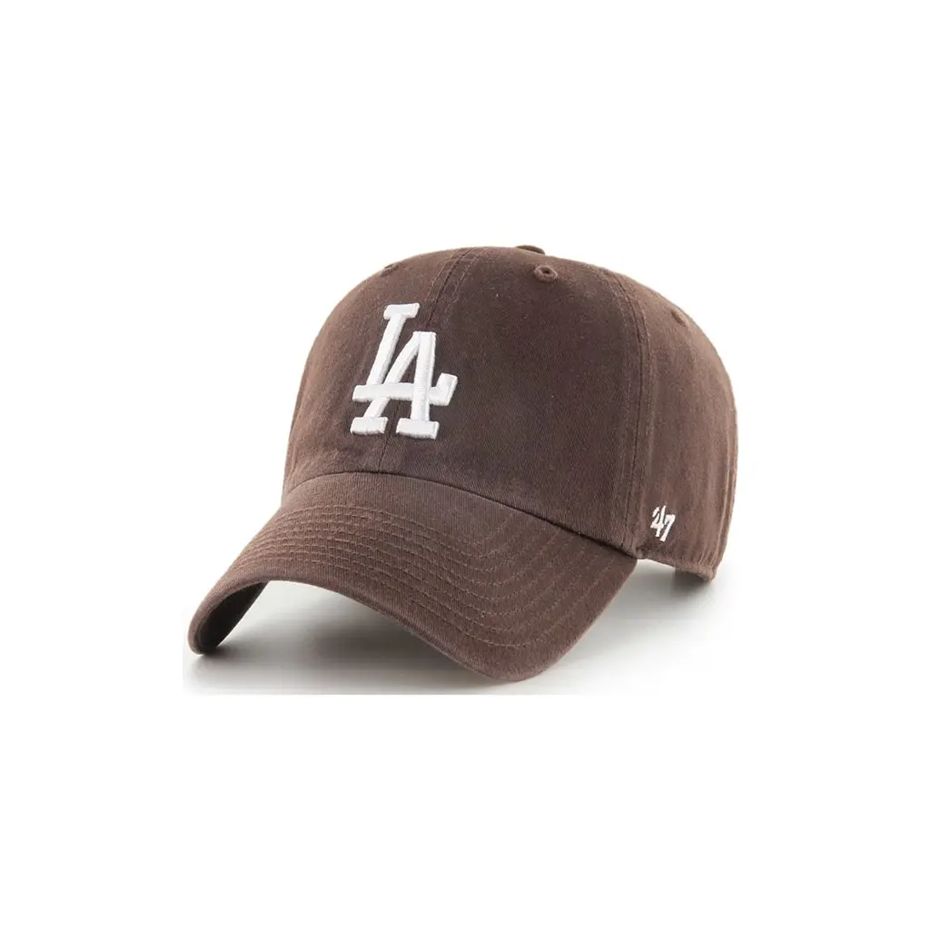 47 Dodgers Brown Cotton Casual Clean-Up Hat - Unisex Relaxed Fit Adjustable Cap with Raised Logo Embroidery