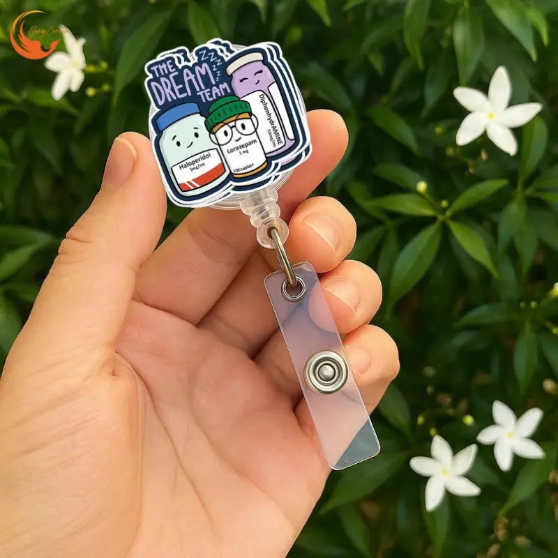 Funny Pharmacy The Dream Team Retractable ID Holder badge reel for Nurses, Doctors, Pharmacists, and Medical Staff, Drug Humor Gift