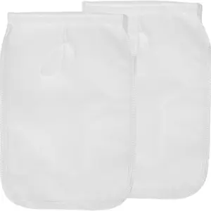 2 Pack Reusable Fine Mesh Straining Bag Nylon Filter Bag with Drawstring for Juice Nut Milk Coffee Yogurt and Food Straining 7.8 x 11.8 in