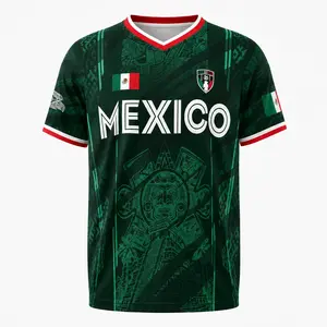 2026 Mexico Soccer Jersey,  Chichén Itzá Pyramid Graphic Retro Soccer Jersey, All over Print, Casual Style for All Seasons, Classic Throwback Jersey Sportswear Top,summerwins,father'sdaygifts