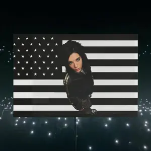 Bill Kaulitz & Tokio Hotel Fan Wall Flag - Black & White American Flag Design with Band Artwork, 36"x60" Premium Fabric Indoor/Outdoor Decor, Unique Music-Themed Gift for Fans, No Electricity Needed, American Flag Decor