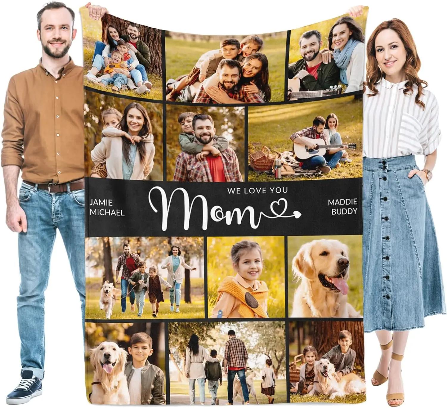 Custom Throw Blankets with Photos Text, Personalized Gifts for Grandma, Personalized Picture Blanket, Customized Blankets with Photos, Present for Elderly Women Aunt Nana Mimi on Birthday Mothers Day