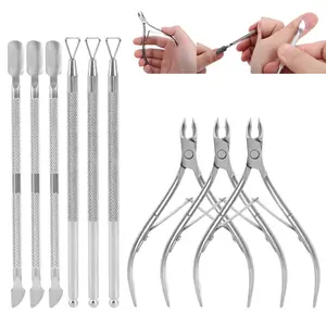 9Pcs Cuticle Trimmer with Cuticle Pusher, Silver Nail Trimmer Nail Care Manicure and Pedicure Kit with Stainless Steel Cuticle Nipper and Dual End Nail Pushers for Home Salon Use Automotive & Motorcycle