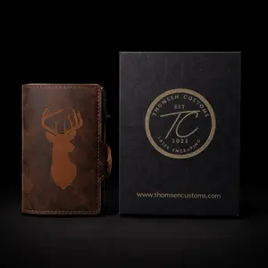 Buck Deer Brown Leather RFID Pop Up Wallet