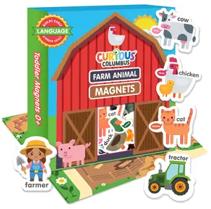 Curious Columbus Farm Animal Magnets for Toddlers 1-3 Years - 25 Baby and Toddler Safe Foam Magnets for Animal & Farmyard Fun - Perfect Gift for Early Language Development