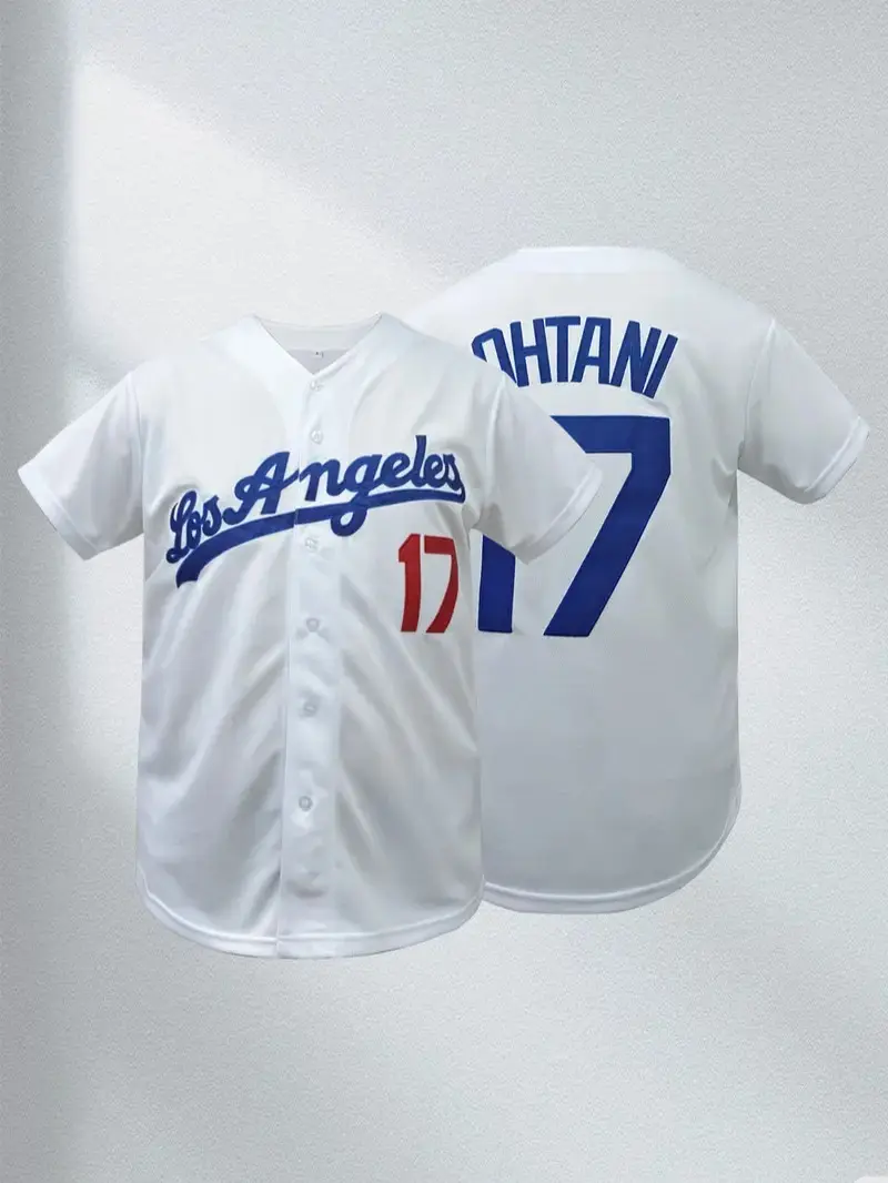 Men's #17 Baseball Jersey, Embroidered Breathable Short Sleeve T-Shirt, Active Breathable V Neck Short Sleeve Sports Shirt For Training & Casual Wear, Sports Clothing, Sports Top, Breathable Athletic Top, Embroidery Sportswear