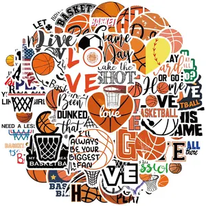 Basketball Themed Sticker, 50pcs/set Waterproof Self Adhesive Decor Paper, Decor Sticker for Gift Greeting Card Water Bottle Laptop Phone, Ornaments