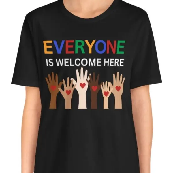 'Everyone is Welcome Here' Inclusive Classroom Short Sleeve Tee, Unity Shirt, Anti-discrimination Pride Apparel, Social Justice Clothing, Comfortable Daily Wear