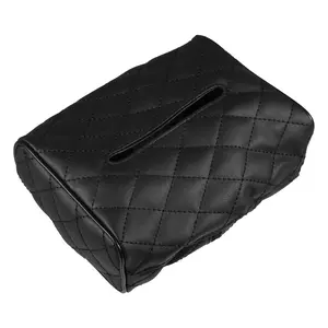 Car Tissue Box Cover Pumping Paper for Sun Visor Seat Back Center Console PU Leather Tissue Holder for Vehicle