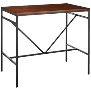 Carolina Cottage Aileen Industrial Wooden Rectangular Dining Pub & Bar Table - Easy Assembly, Thick Chestnut Block Top, Metal Base, 36x42x26 in, Indoor Use, Industrial Wooden Table, Rectangular Dining Table