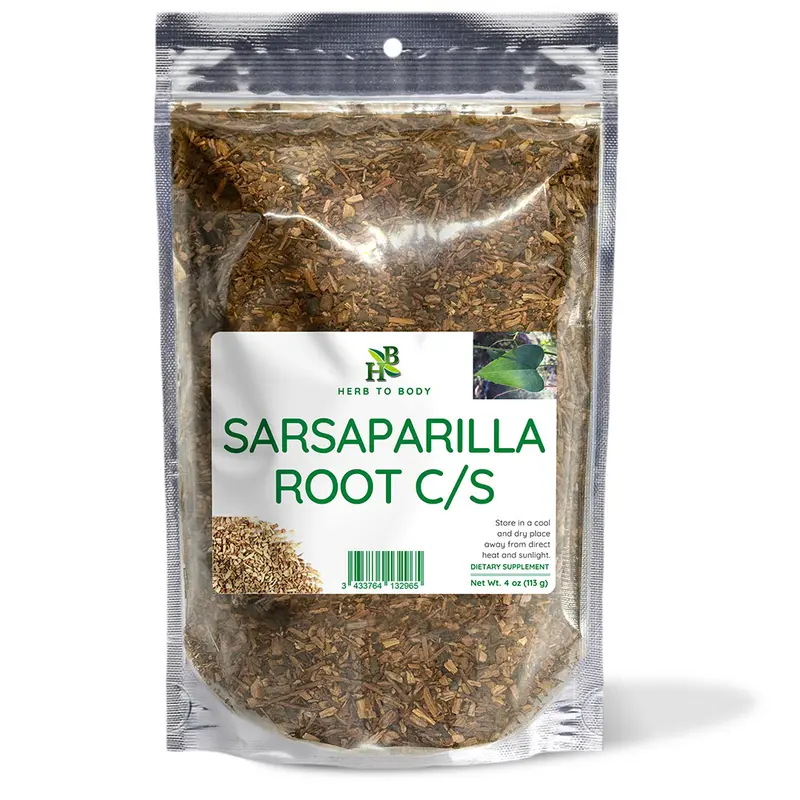 HERB TO BODY Wildcrafted Sarsaparilla Root (Hemidesmus indicus) C/S Botanical - 4oz, 1lb Cut & Sifted, Daily Wellness Tea, Ambient, Halal, Plant-Based, Vegan, Gluten-Free Herb for Youth Body Support (Boil for 10-15 Minutes)