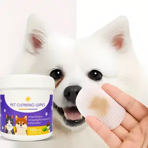 BellePaws Pet Eye & Face Cleaning Wipes 120pcs Gentle Safe Remove Tear Stains Bacteria Odor Aloe Witch Hazel Coconut Oil Formula for Dogs Cats