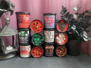Candles for horror films, Halloween lovers, spooky, soy wax crystal candles, autumn, Michael Myers, eerie, and gothic décor