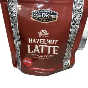 Vida Divina Hazelnut Latte Premium Coffee Infused with Reishi Mushroom - 210mg Ganoderma Lucidum, Creamy Milk Flavor, Non-Dairy Creamer