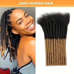 Wholesale 2025 Arrived 10 Stands Human Hair Dreadlock Extensions - Black to Blonde Ombre Handmade Permanent Locs, 0.6cm x 8 Inch Full Head Extensions for Men & Women, All Ethnicities (T1B/27), Full Head Hairpiece |   Textured Hair Extensions |   Natural