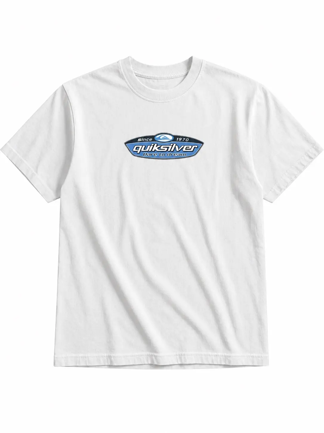 Quiksilver Retro-Style Logo T-Shirt, 90s-Inspired Surf Graphic Tee, Unisex White Crew Neck Streetwear for Men and Women