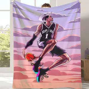Basketball Unicorn Flannel Blanket Spurs Player Graphic Print Super Soft and Warm Lightweight Perfect for Sports Fans Home Decor Travel Gift Giving Durable Material Multi-Purpose Blanket