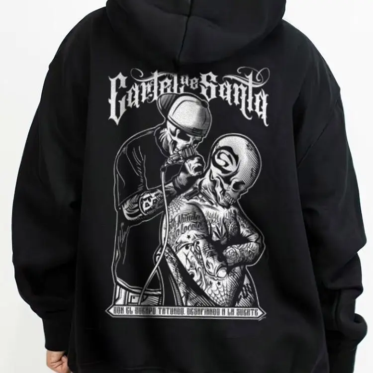 Cartel Santa Chicano Clothing, Gangster clothes, Hoodies for men, Men's clothing, Streetwear, Graphic tee Oversized Sweatshirts