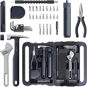 40- Tool Kit, Household Essentials Tool Set w/ Electric  (LED, 3 Torque) + 14 Tools & 26 Accessories | Pro-Grade Compact Organizer for , Dorm Repairs, DIY