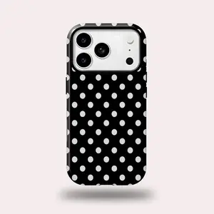 Polycarbonate Solid Black Polka Dot Camouflage Bling Glitter Virgin Mary Phone Case - Military Grade Drop Protection, Tough Shockproof Rugged Protective Cover for iPhone 11 12 13 14 15 16 17 Pro Pro Max