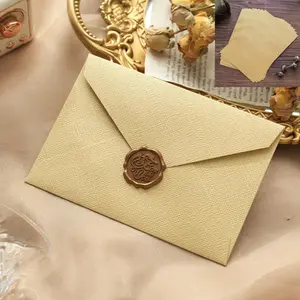 3pcs Red Linen Envelope Letter Set Vintage Chinese Style Lacquer Envelope Cowhide Special Paper Love Letter Invitation Postcard