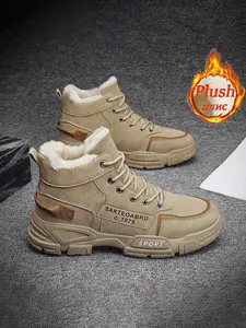 Men's Winter Snow Outdoor Boots, Waterproof Boots, Non-Slip Sole, Hiking Shoes for Cold Weather, Durable Casual Boots for Autumn & Winter, Slip Resistant Boots