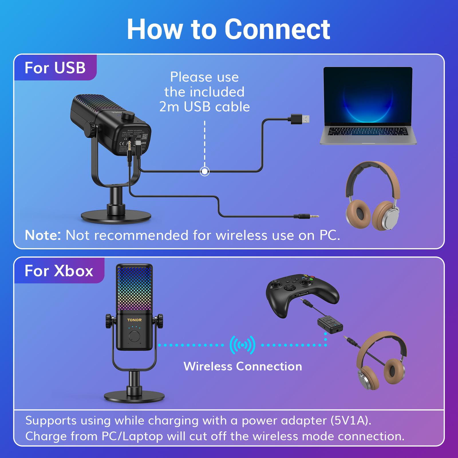 TONOR TCX3 Xbox Gaming Microphone - RGB Condenser Streaming Mic with Low Noise, Fast Charging, One Tap Mute, Compatible with Capture Card, 1.45 pounds Cable Connection Durable