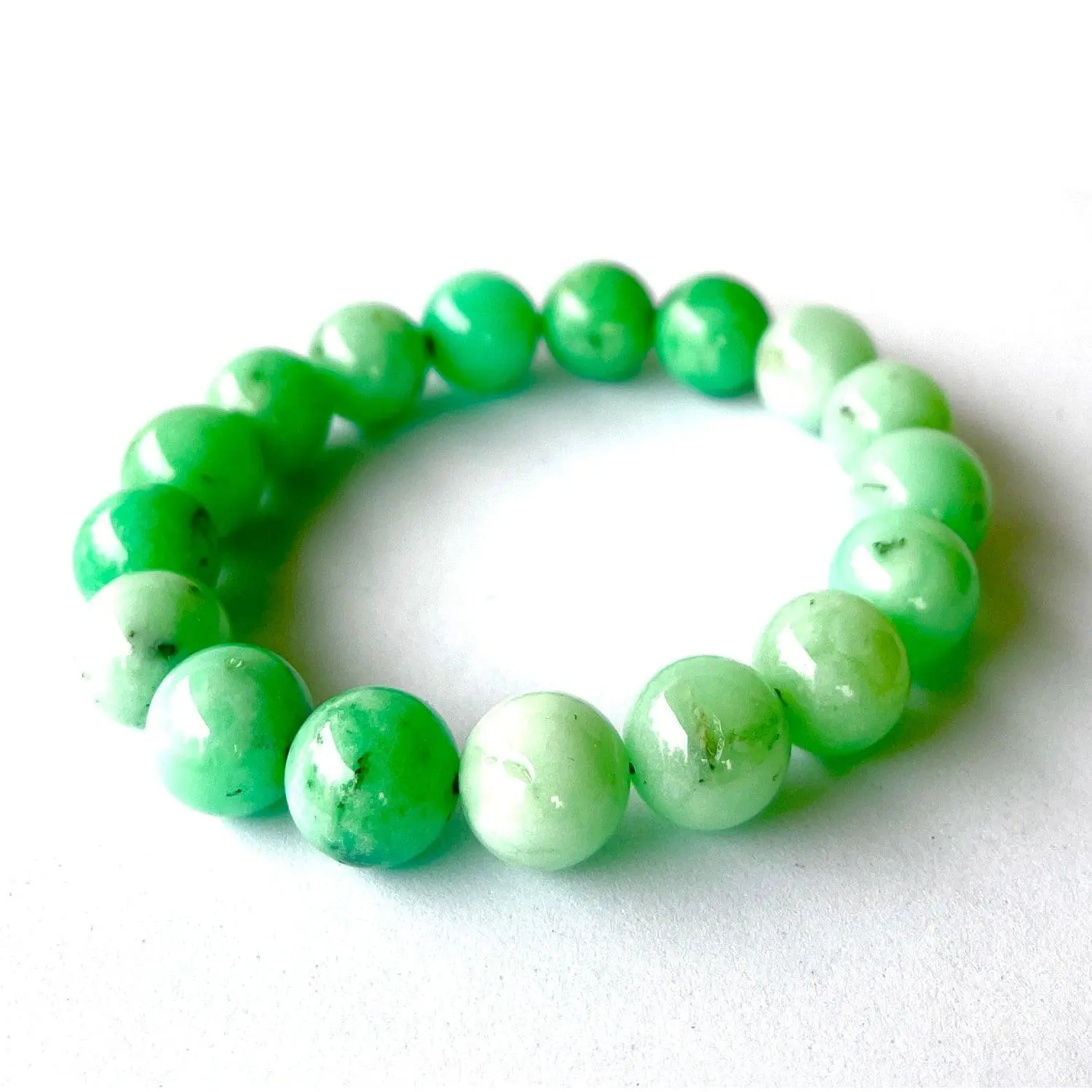 Large Chrysoprase Bracelet 13mm Green Healing Beads