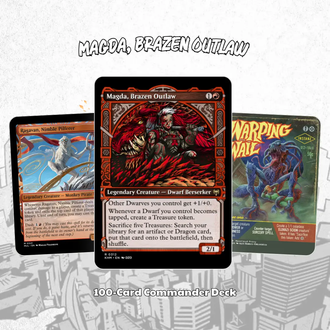 Magda Brazen Outlaw Dwarf Treasure Combo Dedicated Deck Game - 100+ Proxy Pieces, High-End Custom Art, Ready-to-Play, Perfect Gift for Card Enthusiasts
