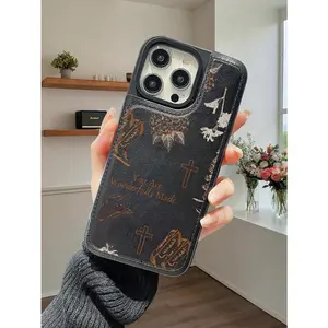 High-end fashion cross texture, handcrafted, latest designer faux leather wallet case, shockproof frame, three card slots and cash slot, compatible with iPhone 17/16/15/14/13/12.,summerwins