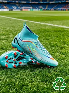 Youth High-Top Football Shoes, Lightweight Classic Design, Outdoor Professional Use, Suitable for Sports and Training, PU Leather, Rubber Sole