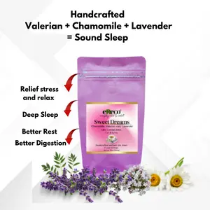 Sweet Dreams Chamomile Valerian Root Tea Handcrafted with Lavender for Relief Stress Deep Sleep Better Rest & Digestion