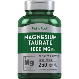 Piping Rock Magnesium Taurate | 1000mg | 250 Caplets | Chelated and Buffered | Vegetarian, Non-GMO, Gluten Free Supplement