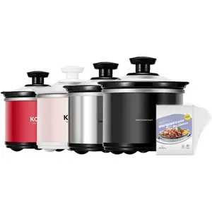 Small Slow Cooker, 0.65 Quart, Free Liners Included, Upgraded Ceramic Pot, Nutrient Loss Reduction, Sauces, Stews & Dips, Stainless Steel, Black, Round