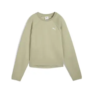 PUMA Womens Evostripe Crew Neck Long Sleeve Sweatshirt Casual - Green