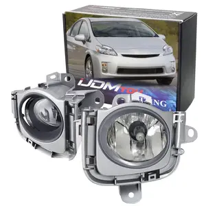 iJDMTOY Complete Set Clear Lens Fog Light Kit For 2010 2011 Toyota Prius w/Fog Lamp Bezel Cover, Switch & Relay