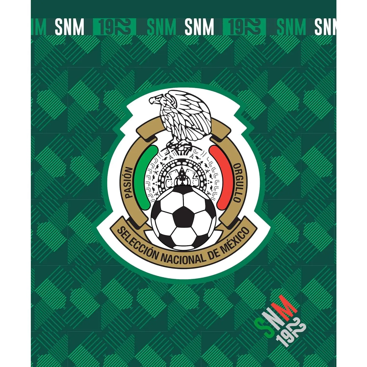 Mexico National Team Logo Flannel Throw Blanket, Green Borrego Design, Sherpa Lining, Wrinkle Resistant, Glam, Breathable, Durable, 50"x60" for Sofa