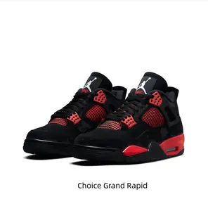 Black Suede and Red Mesh Mid-Top Basketball Sneaker with Visible Air Cushion