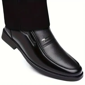 Men's Genuine Leather Loafers - Sleek Black Slip-On Dress Shoes for Business & Casual Wear, Round Toe, Rubber Sole, Smooth Leather Upper, Perfect for Office or Outdoor Events, Office Loafers | Stylish Slipon | Durable Rubber Sole