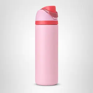 24oz Insulated Stainless Steel Water Bottle with Straw Lid, BPA-Free Leakproof Sports & Travel Bottle, Double-Wall Vacuum Insulated, Keeps Drinks Cold for Hours, Pastel Pink