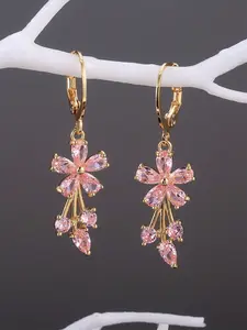 1 Pair Gorgeous Cubic Zirconia Drop Flower Earrings For Women Wedding Party Jewelry Valentine's Day Gift