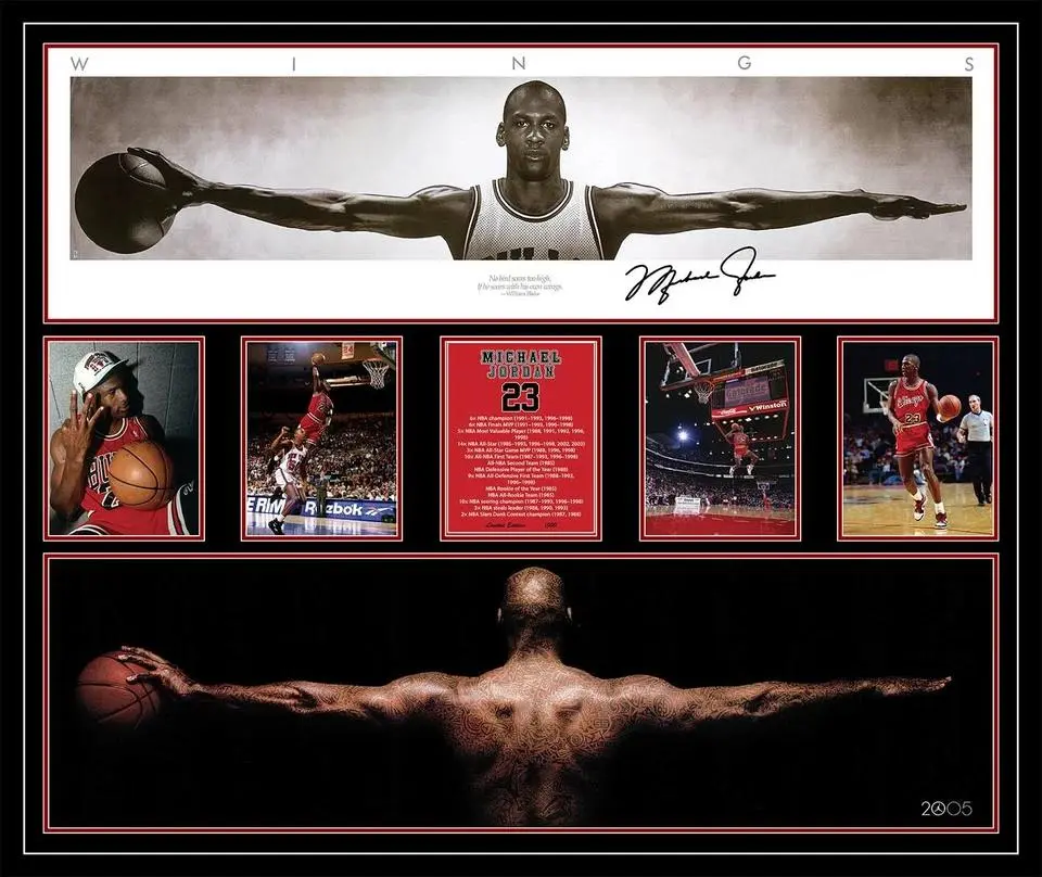 MICHAEL JORDAN OVERSIZE FRAME WINGS BULLS SIGNED POSTER POSTER PRINT UNFRAMED MEMORABILIA
