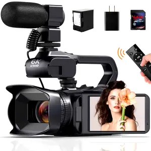2026 6K Video Camera with 4-Inch Touch Screen, 18X Digital Zoom, Wireless Remote Control & 64GB Memory Card, Portable Camcorder for Outdoor Activities, Travel & Family Parties, Easy-to-Use Vlogging Camera with Clear Video Capture