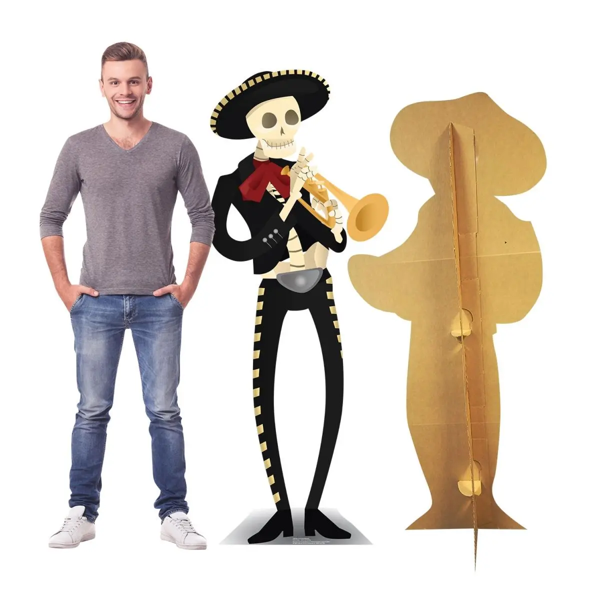 212 MAIN Life-Size Halloween Decorative Cardboard Cutout - Advanced Graphics Day of The Dead Mariachi Standup Figure, 67x27 in, with Stand, Home Decor Party Supplies