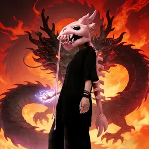 Chinese Dragon Tentacle Dinosaur Skeleton Head Cover, Exoskeleton Doll, Trendy Plaything, Decorative Figure, Desktop Ornament, Holiday Prop