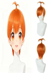 Women Synthetic Wig with Bangs and Half Bun, Anxiety Style, Perfect for Anime Cosplay Parties School Cartoon Character Vacations Wig