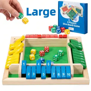 Classic 4-Player Shut The Box Game - Solid Wood Strategy Dice Board Game, Educational Math & Logic Game for Family Fun Night, Durable Portable Game for All Ages