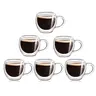WELLS 6-Pack 2.5oz (80ml) Double Walled Glass Coffee Mugs - Insulated, Lead-Free Borosilicate Glass Espresso Cups with Handle, Double Wall Keeps Heat Longer for Daily Use Latte, Cappuccino & Tea